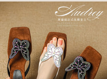 Thong Sandals Wedge Butterfly