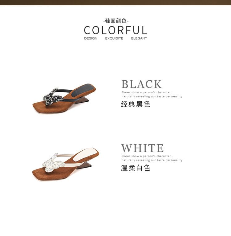 Thong Sandals Wedge Butterfly
