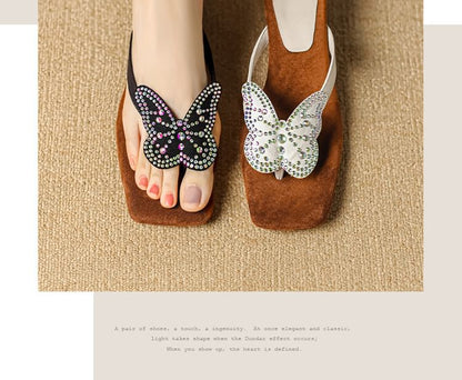 Thong Sandals Wedge Butterfly