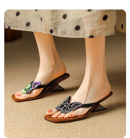 Thong Sandals Wedge Butterfly