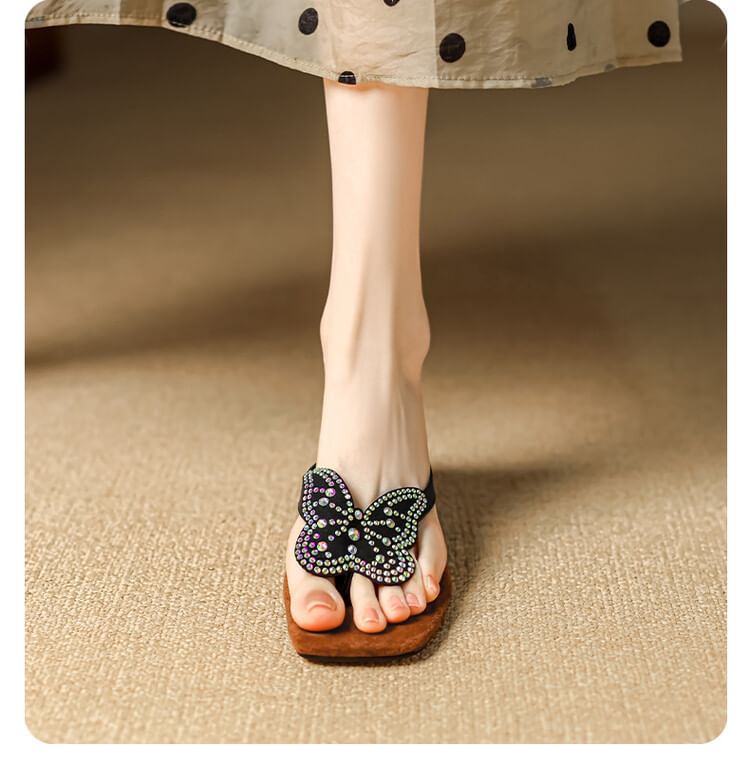 Thong Sandals Wedge Butterfly