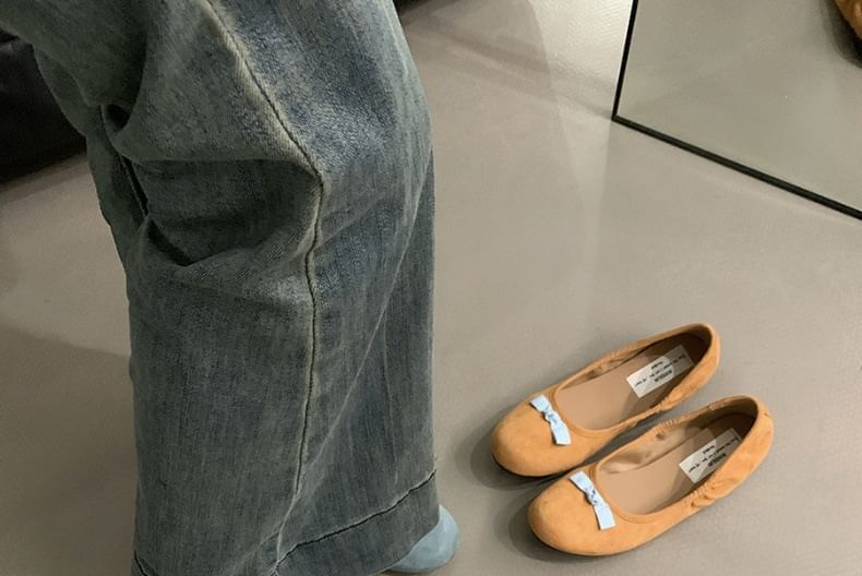 Faux Flats Bow Suede