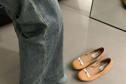 Faux Flats Bow Suede