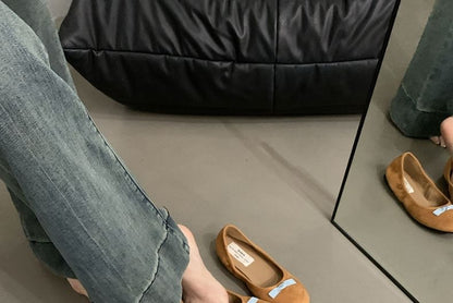 Faux Flats Bow Suede