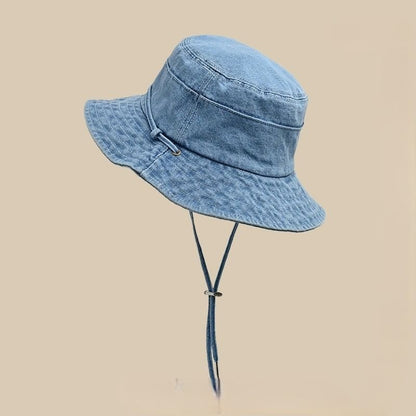 Denim Chin Hat Adjustable Bucket With Strap