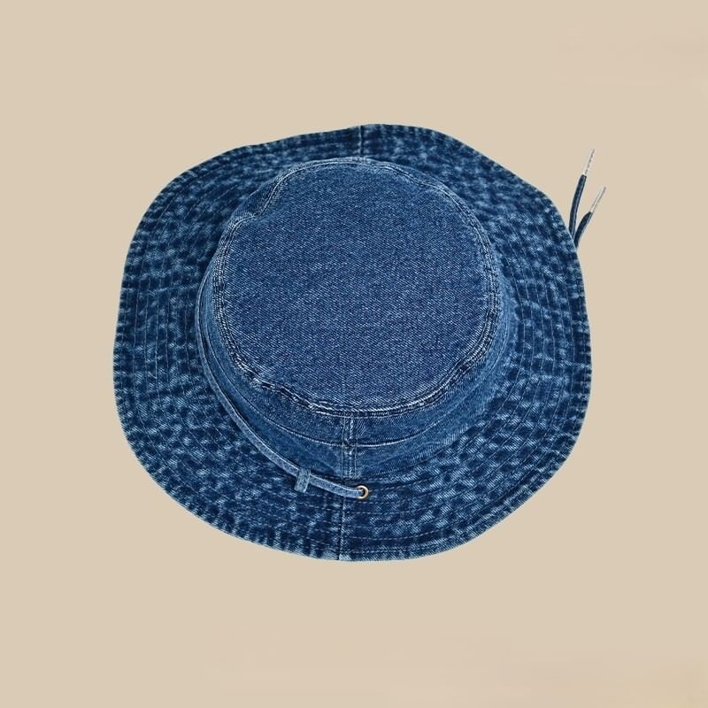 Denim Chin Hat Adjustable Bucket With Strap