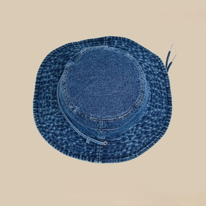 Denim Chin Hat Adjustable Bucket With Strap