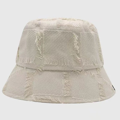Distressed Frayed Bucket Hat Edge