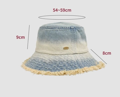Bucket Frayed Edge With Denim Hat