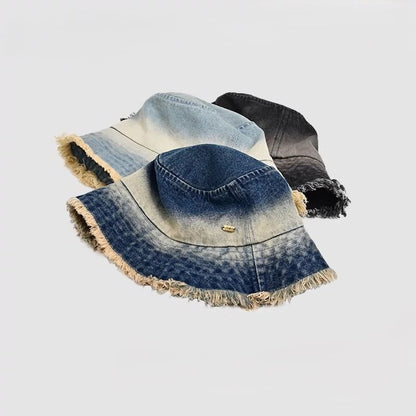 Bucket Frayed Edge With Denim Hat