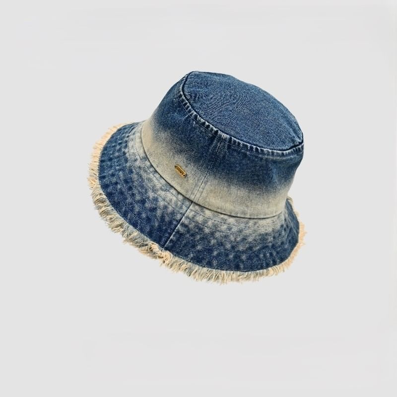 Bucket Frayed Edge With Denim Hat