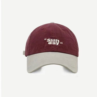 Lettering Embroidered Two-Tone Baseball Cap