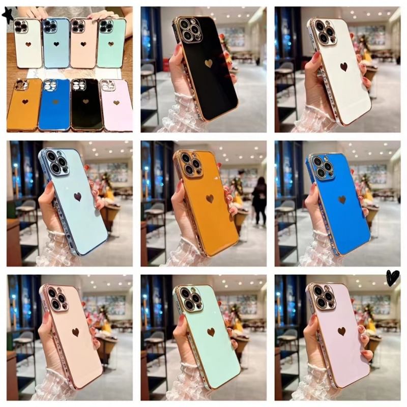 Heart Contrast Lettering Phone Case For iPhone 11, 11 Pro, 11 Pro Max, 12/12 Pro, 12 Pro Max, 13, 13 Pro, 13 Pro Max, 14, 14 Plus, 14 Pro, 14 Pro Max, 15, 15 Pro, 15 Pro Max