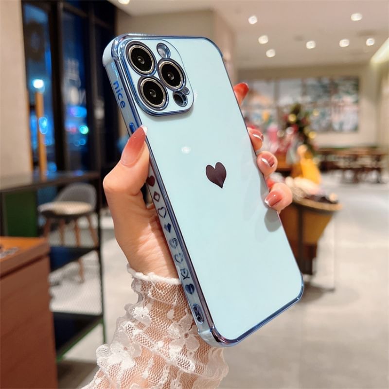 Heart Contrast Lettering Phone Case For iPhone 11, 11 Pro, 11 Pro Max, 12/12 Pro, 12 Pro Max, 13, 13 Pro, 13 Pro Max, 14, 14 Plus, 14 Pro, 14 Pro Max, 15, 15 Pro, 15 Pro Max