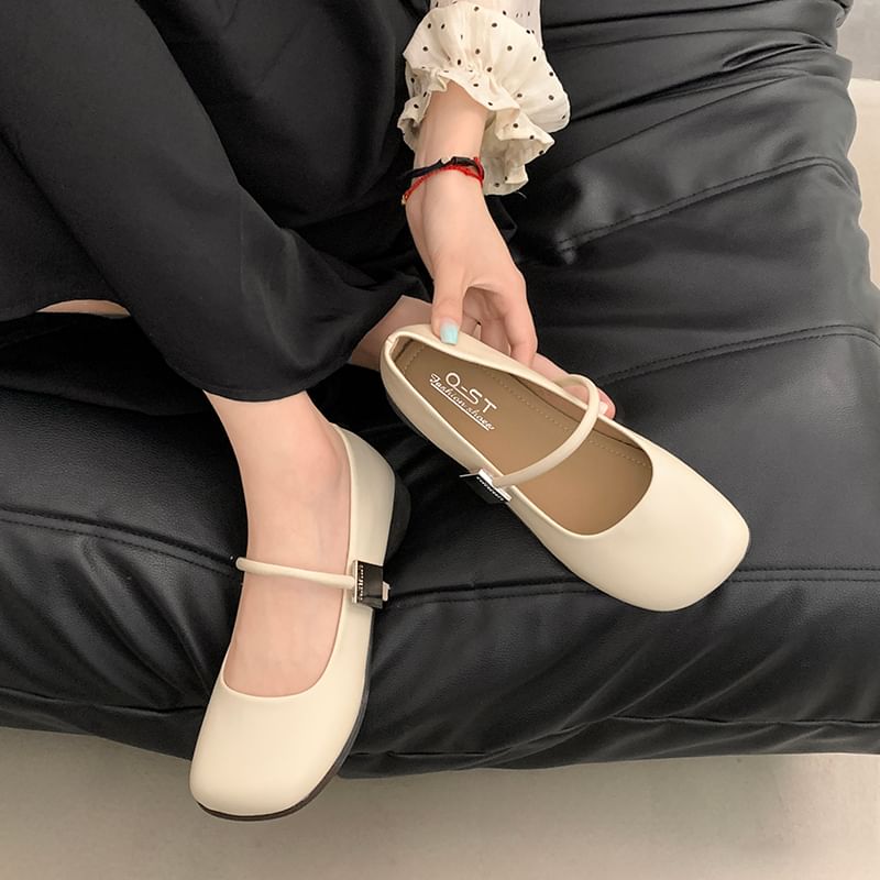 Square Toe Chunky Heel Mary Jane Shoes