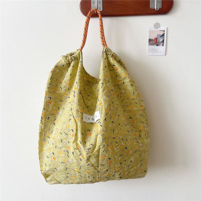 Floral Drawstring Tote Bag