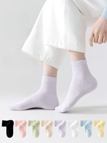 Set of 5 Pairs: Plain Ribbed Short Socks