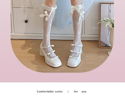 Plain Bow Short Socks / Set