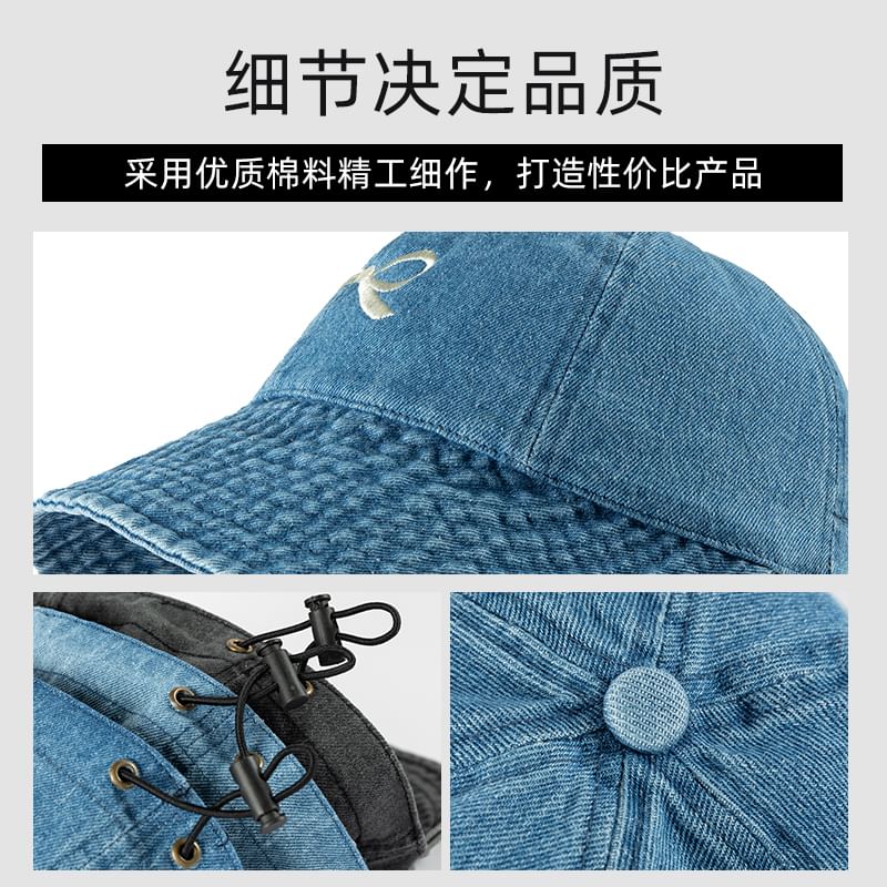 Denim Cap Embroidered Bow Baseball
