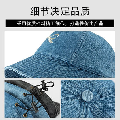 Denim Cap Embroidered Bow Baseball
