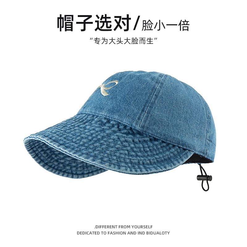 Denim Cap Embroidered Bow Baseball