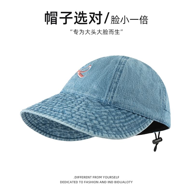 Denim Cap Embroidered Bow Baseball