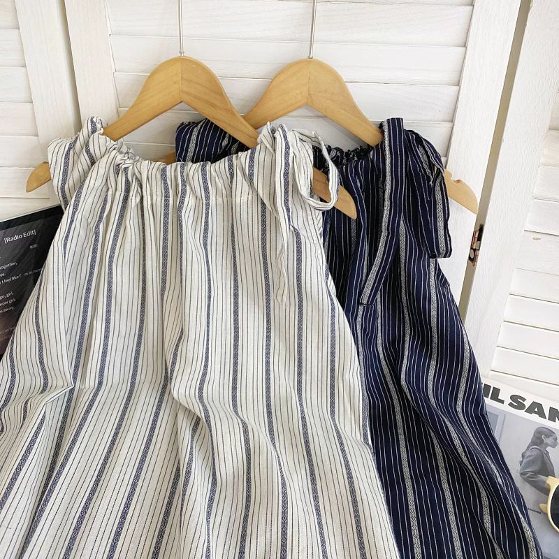 Sleeveless Round Neck Striped Drawstring Top