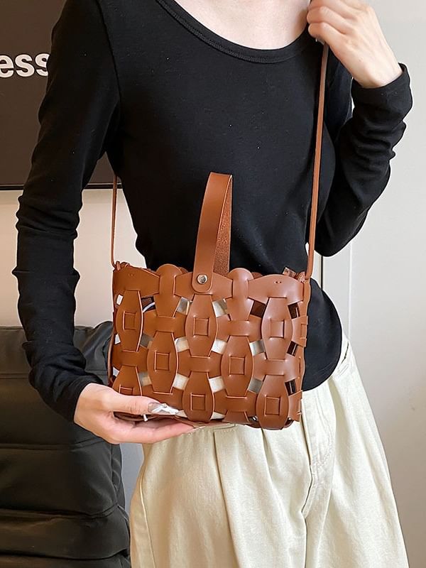 Crossbody Leather Faux Cutout Bag