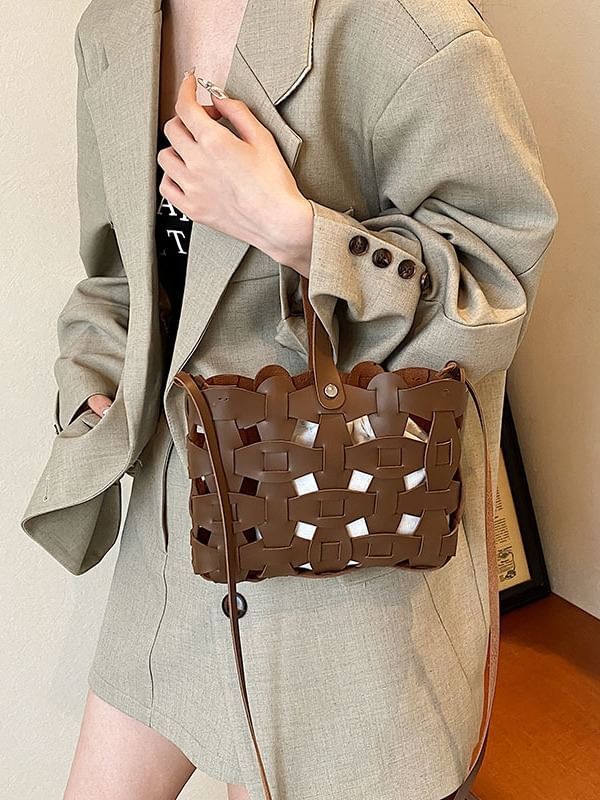 Crossbody Leather Faux Cutout Bag