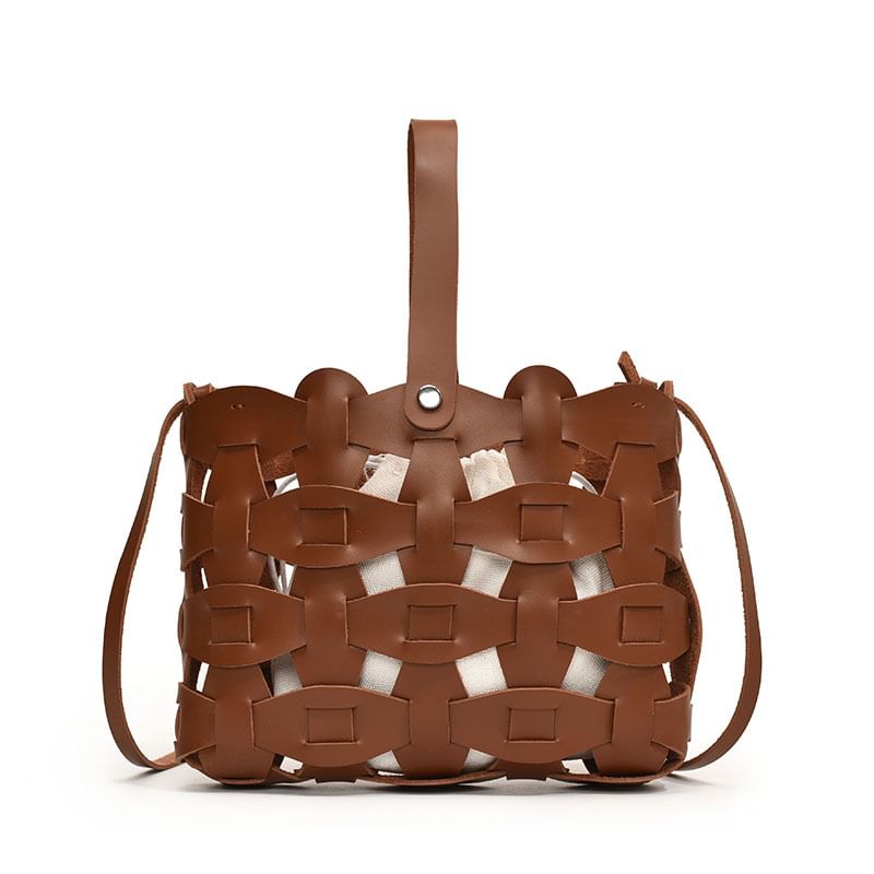Crossbody Leather Faux Cutout Bag