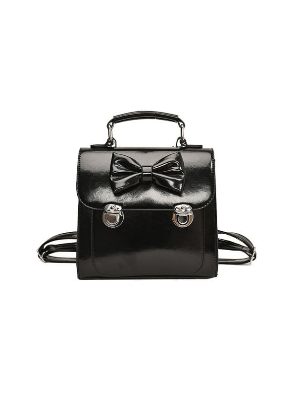Flap Backpack Bow Leather Faux