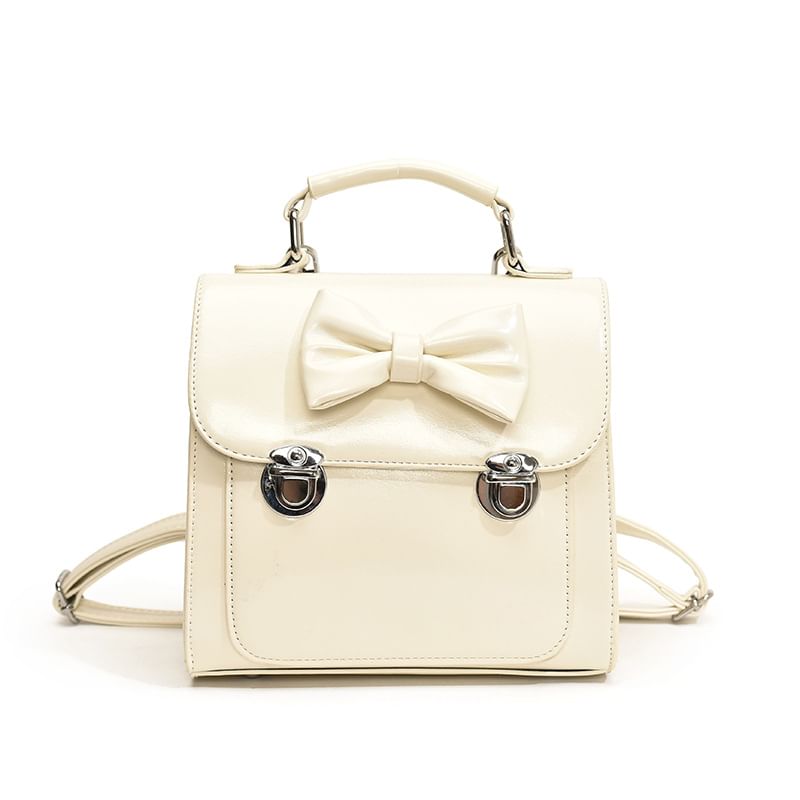 Flap Backpack Bow Leather Faux