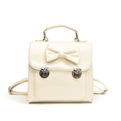 Flap Backpack Bow Leather Faux