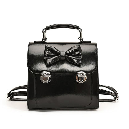 Flap Backpack Bow Leather Faux