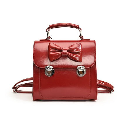 Flap Backpack Bow Leather Faux