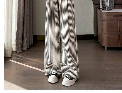 High Rise Striped Wide Leg Pants (Various Designs)