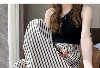 High Rise Striped Wide Leg Pants (Various Designs)