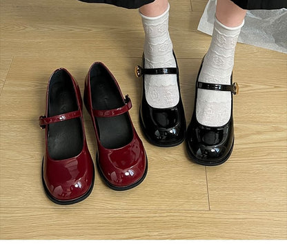 Heart Chunky Jane Shoes Mary Buckle Heel