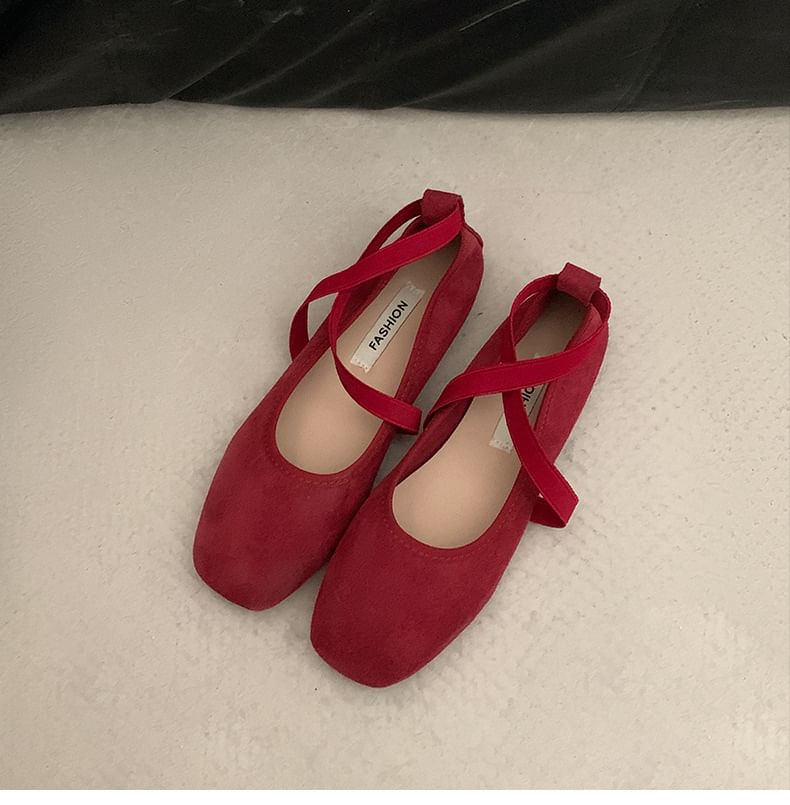 Cross Square Jane Strap Toe Mary Flats