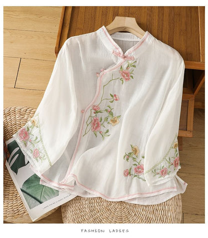 Flower Embroidered Blouse