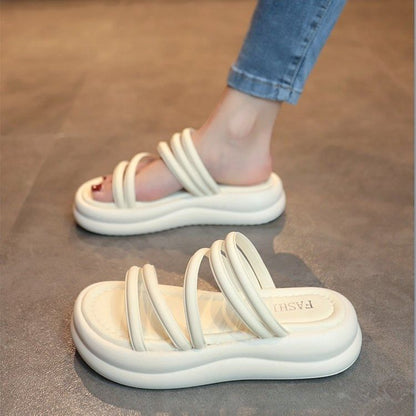 Strappy Platform Slide Sandals