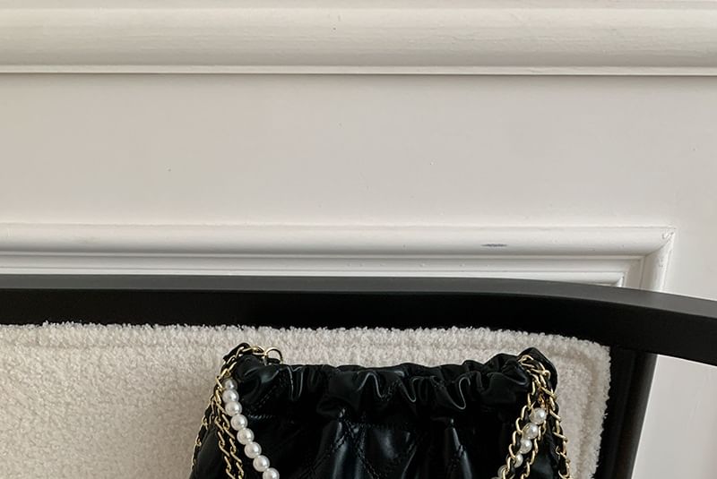 Crossbody Faux Bag Chain Quilted Pearl