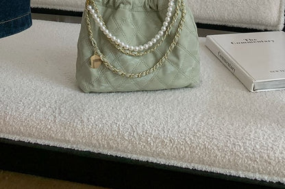 Crossbody Faux Bag Chain Quilted Pearl