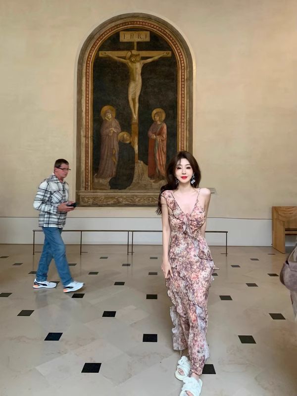 Ruffle Floral Sundress Maxi Sleeveless