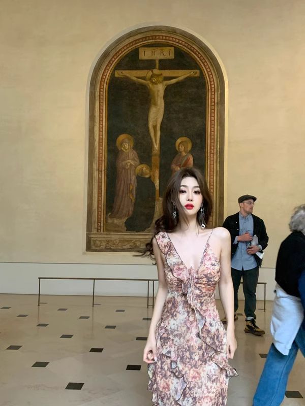 Ruffle Floral Sundress Maxi Sleeveless