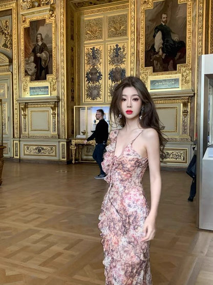 Ruffle Floral Sundress Maxi Sleeveless