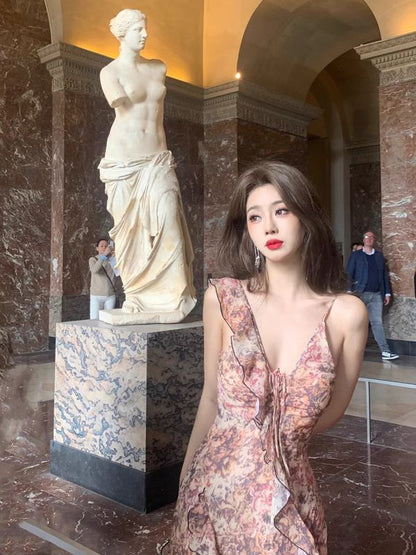 Ruffle Floral Sundress Maxi Sleeveless