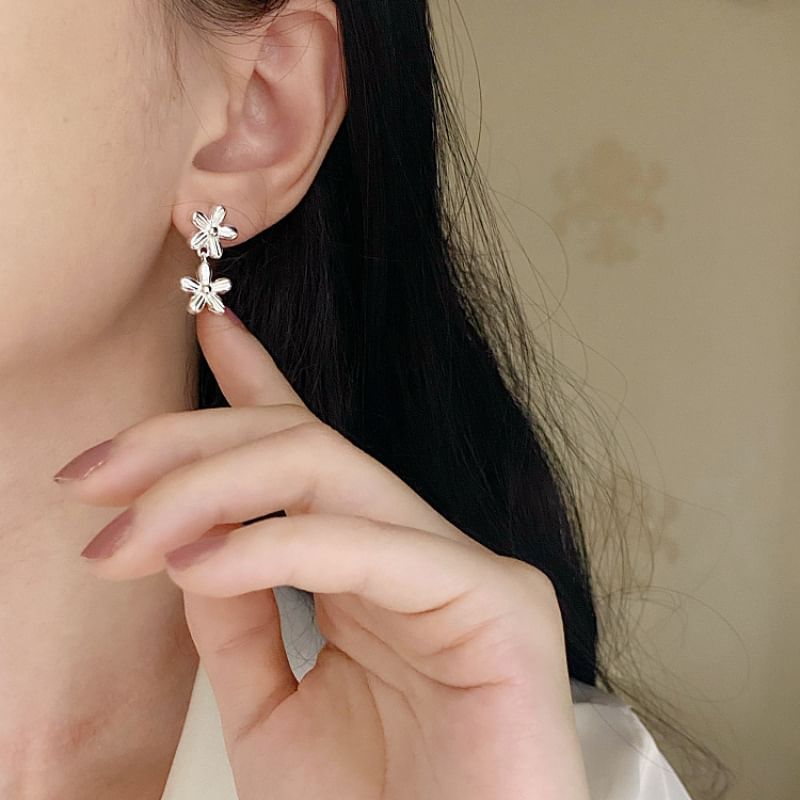 Floral Alloy Drop Earring