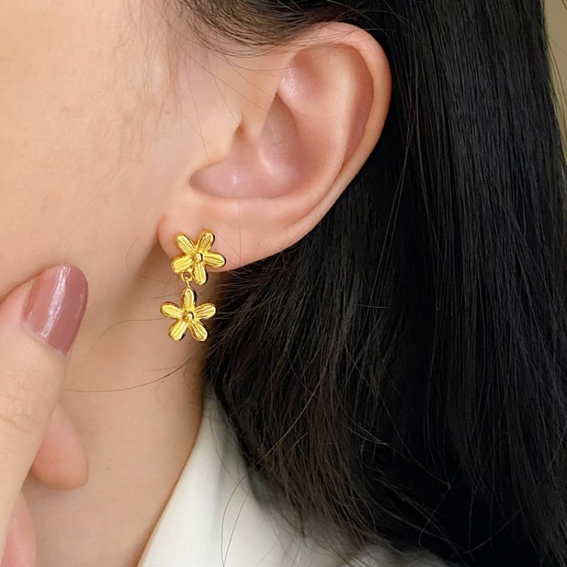 Floral Alloy Drop Earring