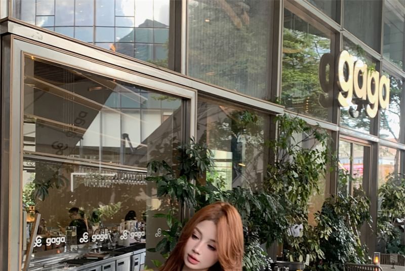 Plain Mini Sheath Tie-Up Sleeveless One Shoulder Dress